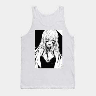 Cute Vampire Ghoul Black & White Tank Top